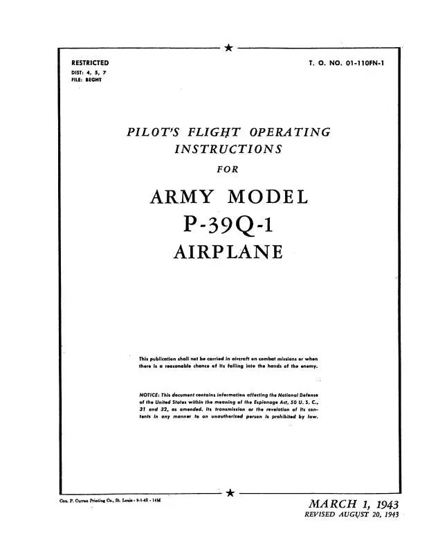 Bell P-39Q-1 1943 Flight Manual (01-110Fn-1) 1
