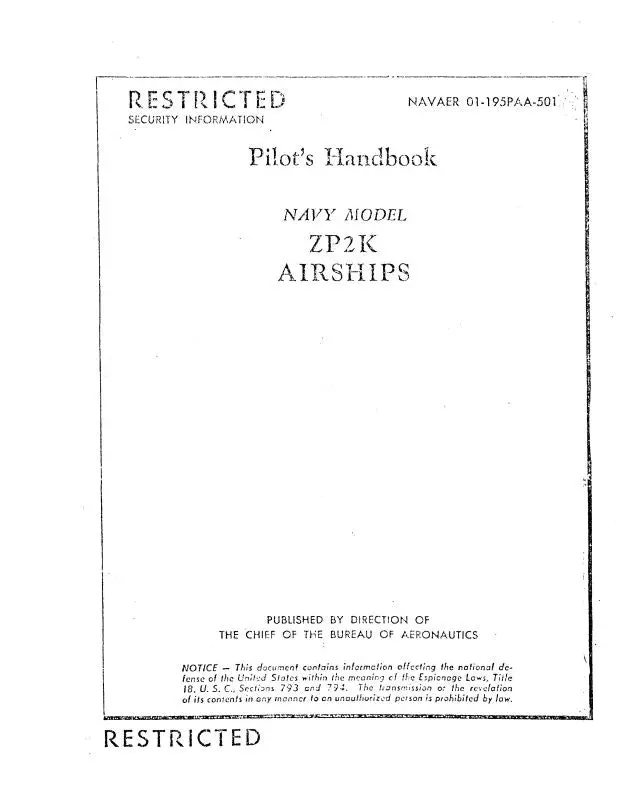 Blimps Zp2k Airships Pilot's Handbook (01-195Paa-501) 1