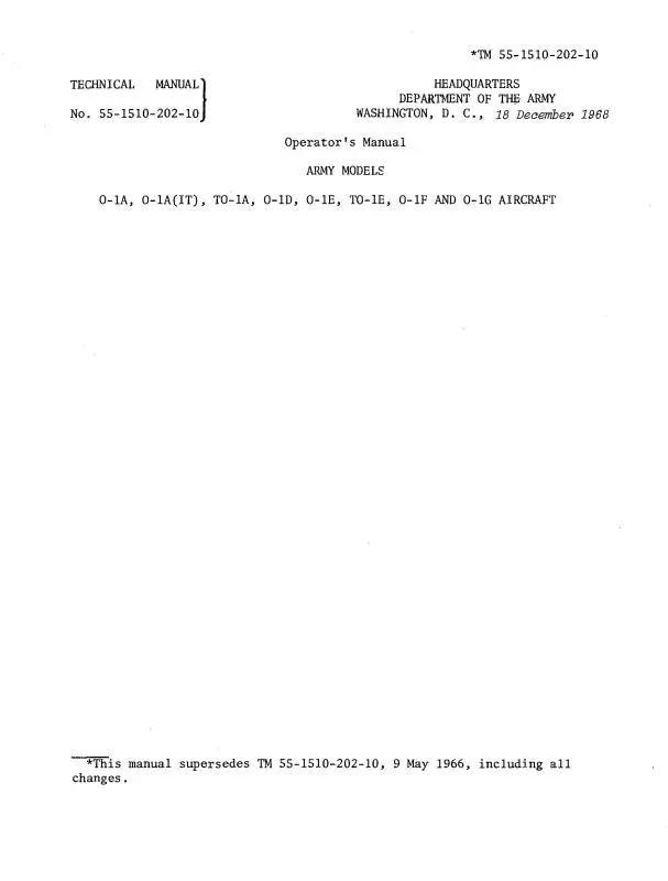 Cessna 0-1 & T0-1 Series 1968 Operator's Manual (55-1510-202-10) 1