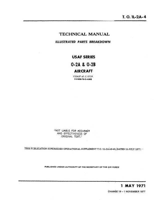 Cessna 0-2A & 0-2B 1971 Illustrated Parts Manual (To1l-2A-4) 1