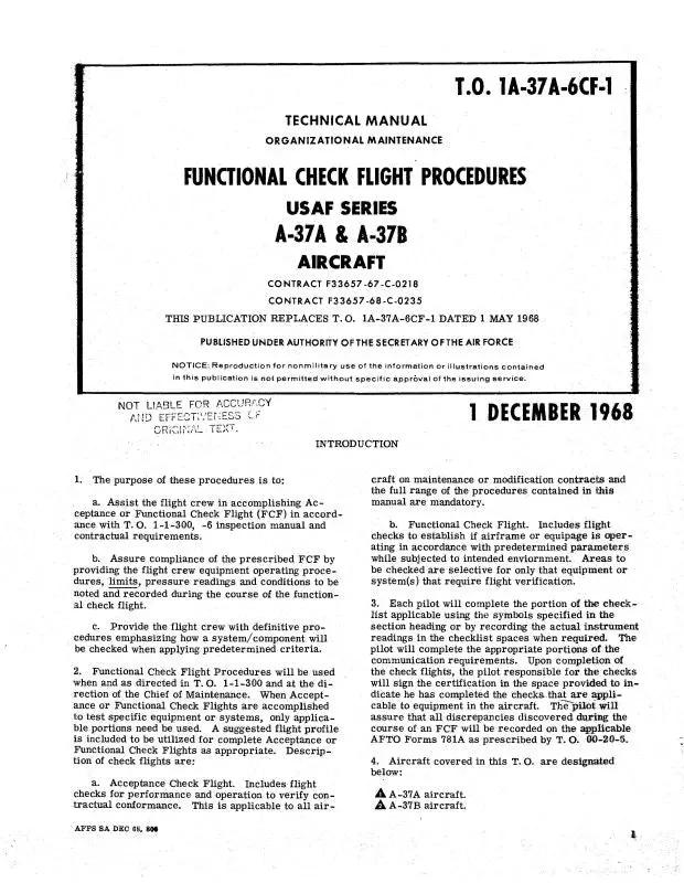 Cessna A-37A & A-37B Functional Check Flight Procedures (1A-37A-6Cf-1) 1