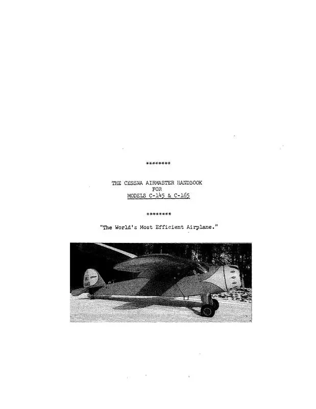 Cessna Airmaster C-145 & C-165 Handbook (Cec145,165Hbc) 1