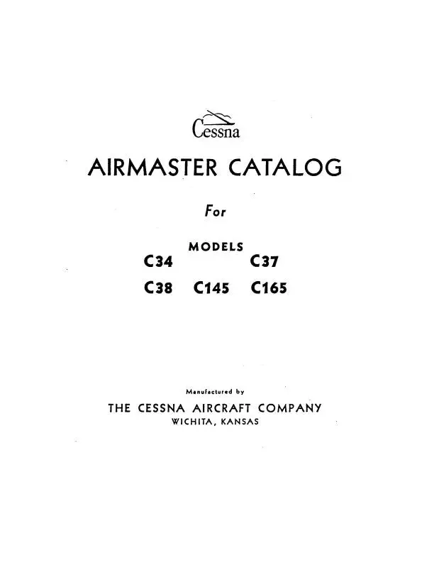 Cessna C34,C37,C38,C145,C165airmaster Illustrated Parts Manual (Cec34,37,38,145) 1
