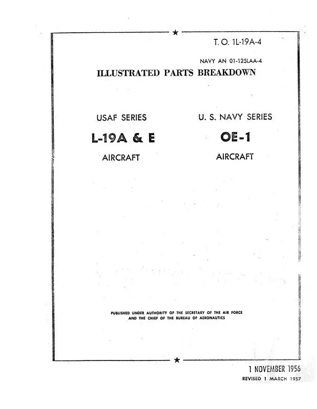 Cessna L-19A & E (Navyoe-1) 1956 Illustrated Parts (1L-19A-4) 1