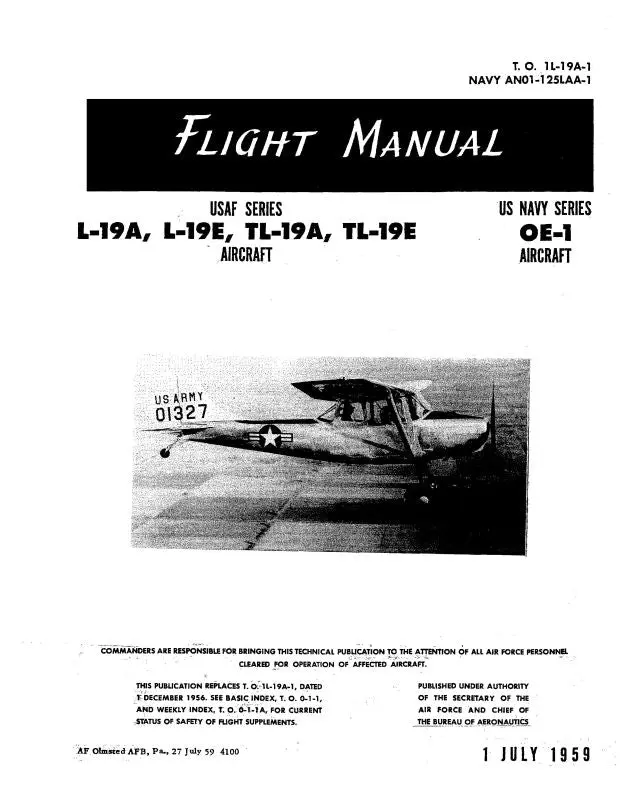 Cessna L-19,E,Tl-19A,E 1959 Flight Manual (To-1L-19A-1) 1