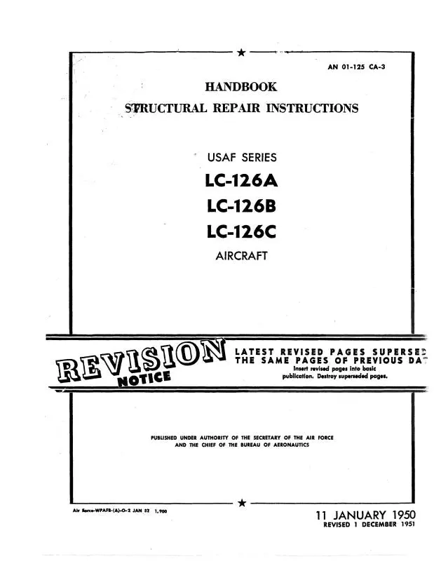 Cessna Lc-126A,B,C Structural 1950 Structural Repair Instructions (An-01-125-Ca-3) 1