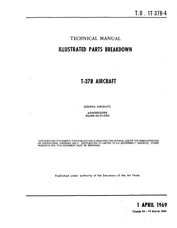 Cessna T-37B Aircraft Parts Catalog (1T-37B-4) 1