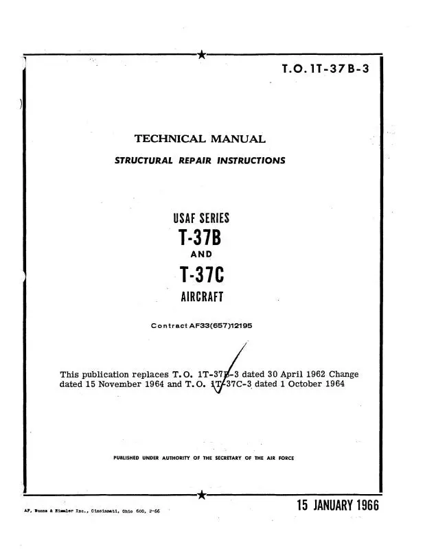 Cessna T-37B, C Aircraft Structural Repair (1T-37B-3) 1