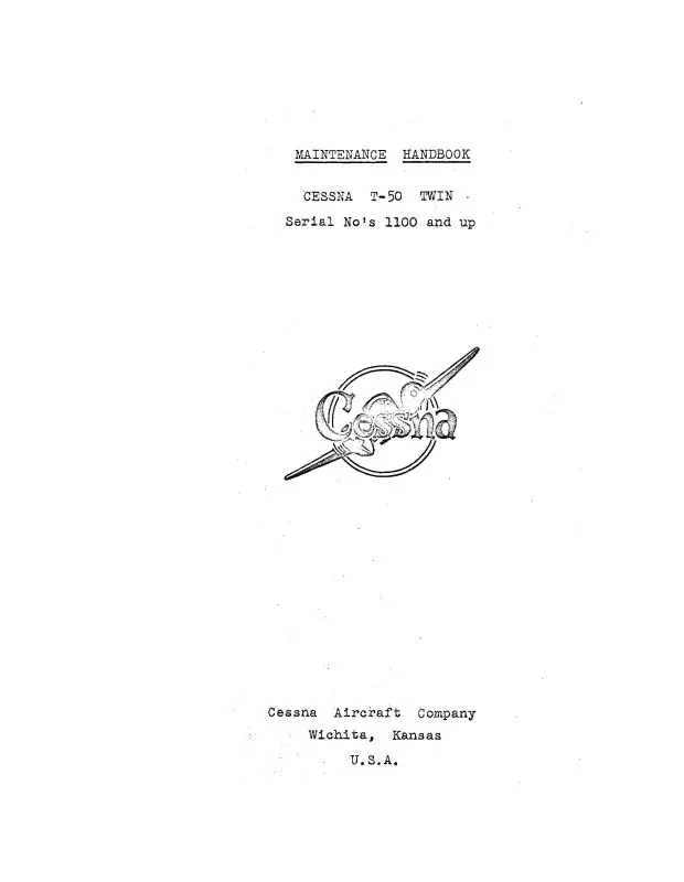 Cessna T-50 Twin Series Maintenance Handbook (Cet50-M-C) 1