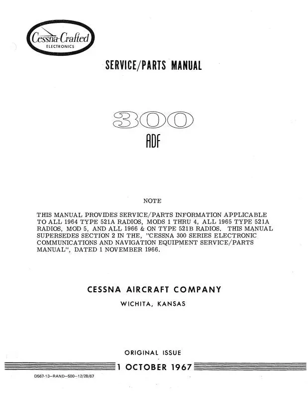 Cessna 300 Adf 1967 Maintenance & Parts Manual (D567-13) 1