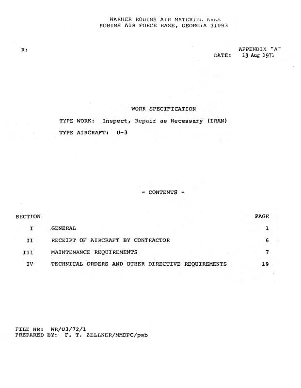 Cessna U-3 Series 1971 Aircraft Specification (Ceu3-71-Sp-C) 1