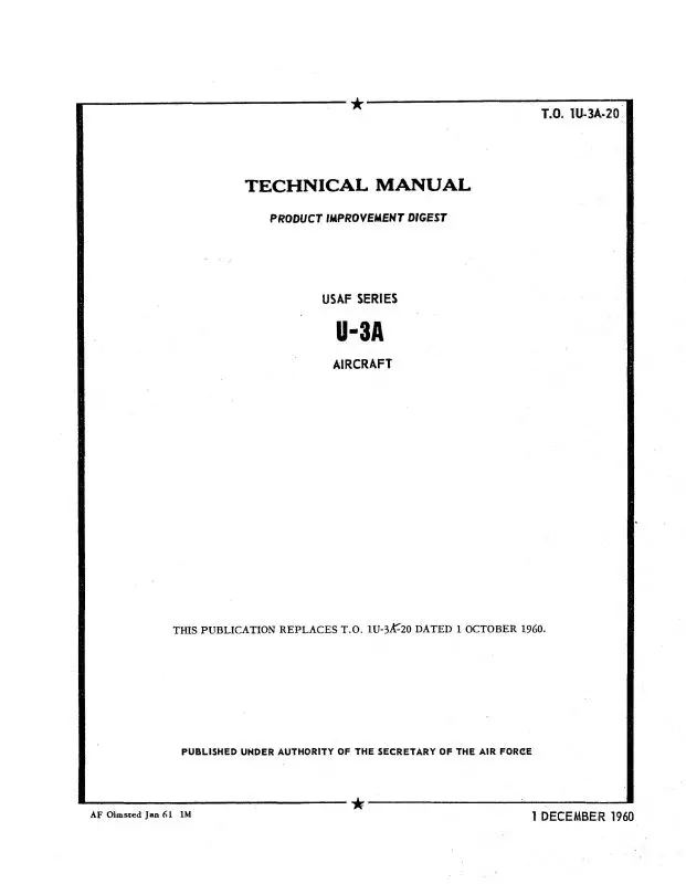 Cessna U-3A Series Technical Manual-Product Improvement (1U-3A-20) 1