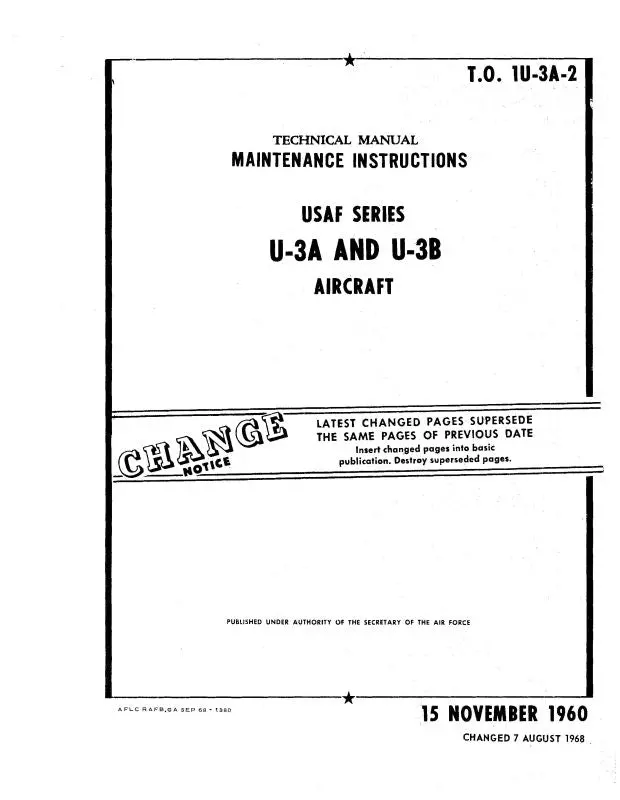 Cessna U-3A & U-3B Usaf Series 1971 Maintenance Instructions (1U-3A-2) 1