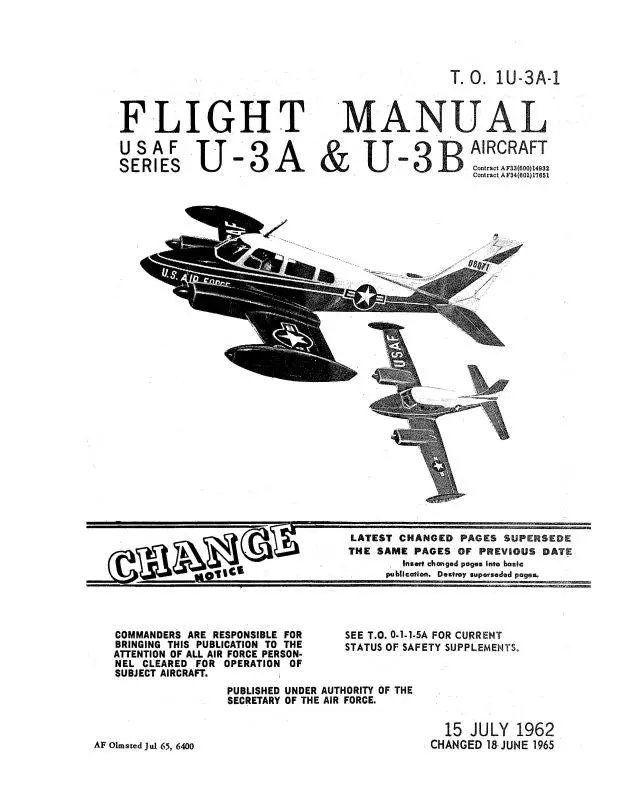 Cessna U-3A & U-3B Usaf Series 1962 Flight Manual (1U-3A-1) 1