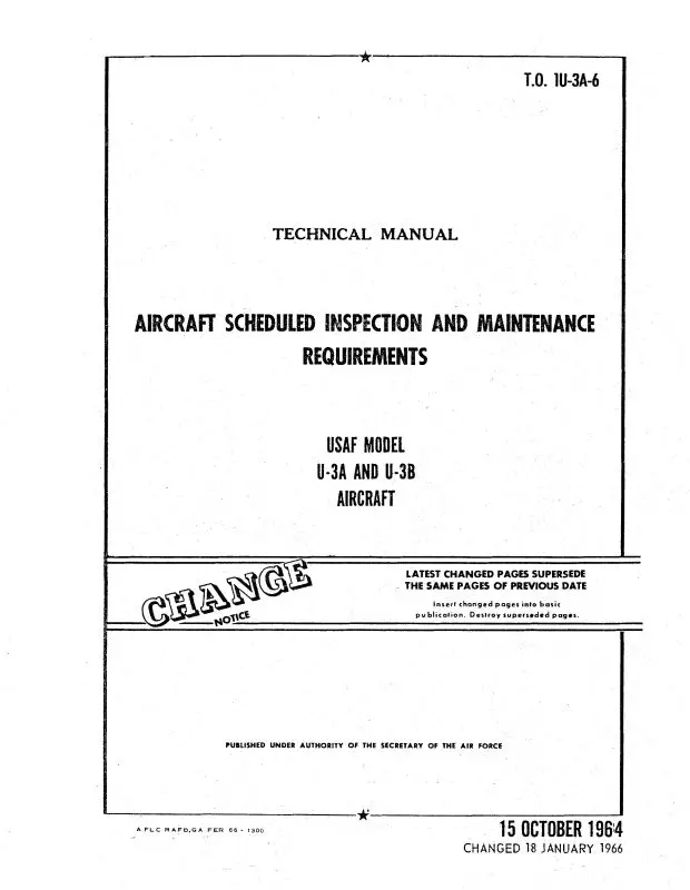 Cessna U-3A & U-3B Series 1964 Aircraft Scheduled Inspection & Maintenance Requirements (1U-3A-6) 1