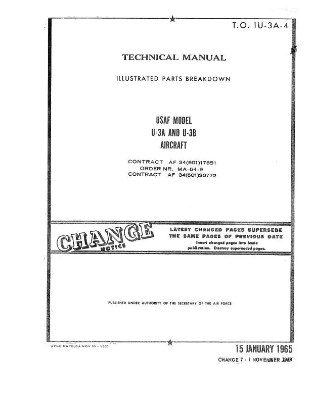 Cessna U-3A & U-3B Usaf Model 1965 Illustrated Parts Breakdown (1U-3A-4) 1