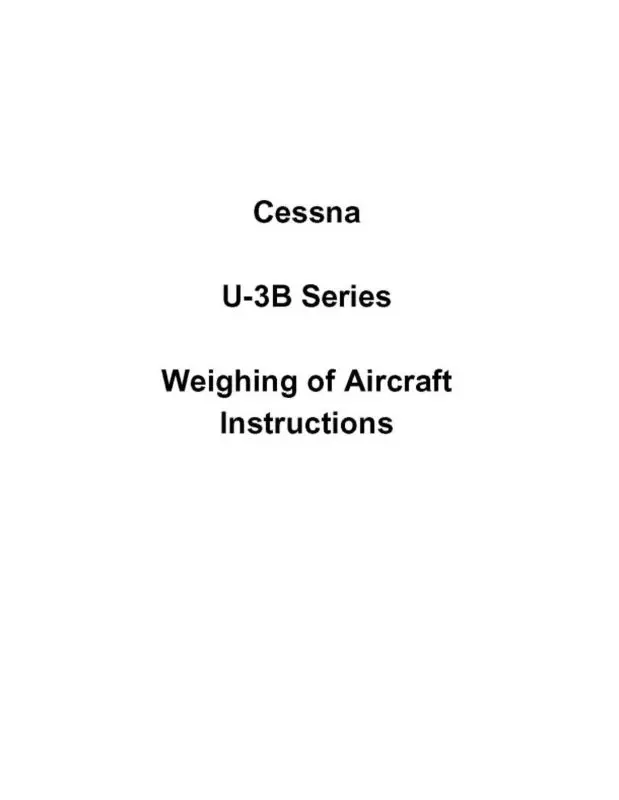 Cessna U-3B Series Weighing Of Aircraft Instructions (Ceu3b-Ins-C) 1