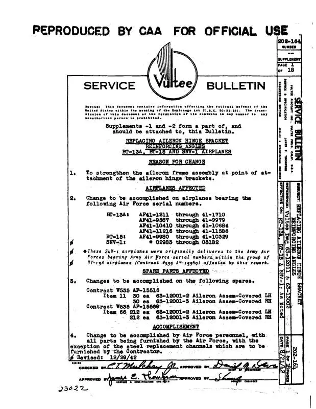 Consolidated Bt-13A & Bt-15 Bulletins Service Bulletins (Csbt13a,15-Slb) 1
