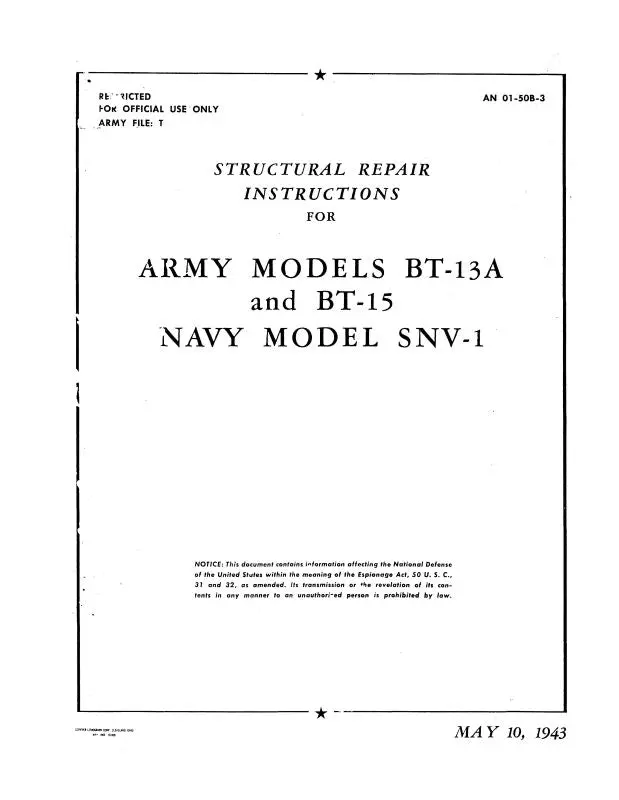 Consolidated Bt-13A & Bt-15 Army Structural Repair Instructions (01-50B-3) 1