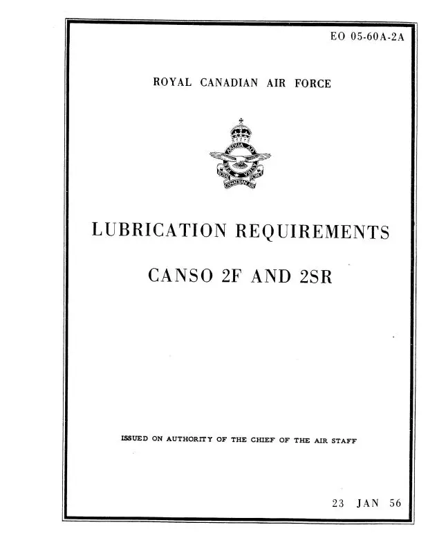 Consolidated Canso 2F & 2Sr 1956 Lubrication Requirements (05-60A-2A) 1