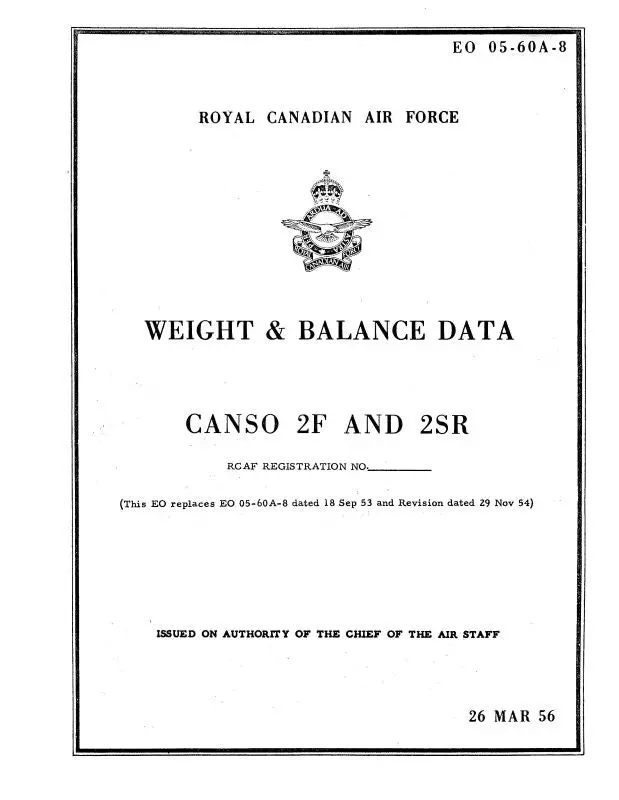 Consolidated Canso 2F & 2Sr 1956 Weight & Balance Data (05-60A-8) 1