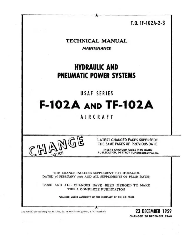 Consolidated F-102A & Tf-102A 1958 Systems Maintenance (1F-102A-2-3) 1