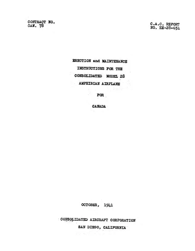 Consolidated Model 28 1941 Erection & Maintenance Instructions (Ze-28-031) 1