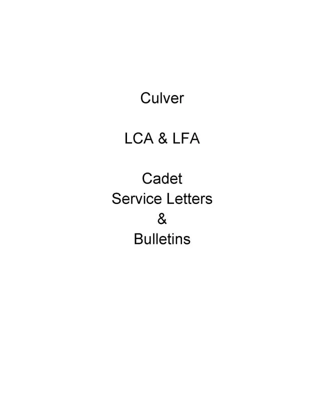 Culver Aircraft Corporation Lca, Lfa Cadet Service Letters & Bulletins (Culca,Lfa-Slb-C) 1
