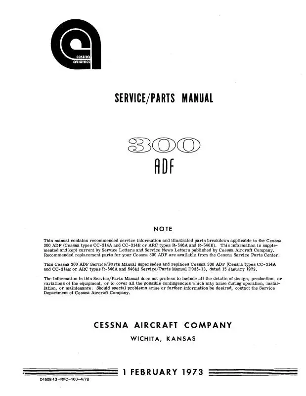 Cessna 300 Adf R-546A,E Maintenance & Parts Manual (Ce546a,E-Mp-C) 1