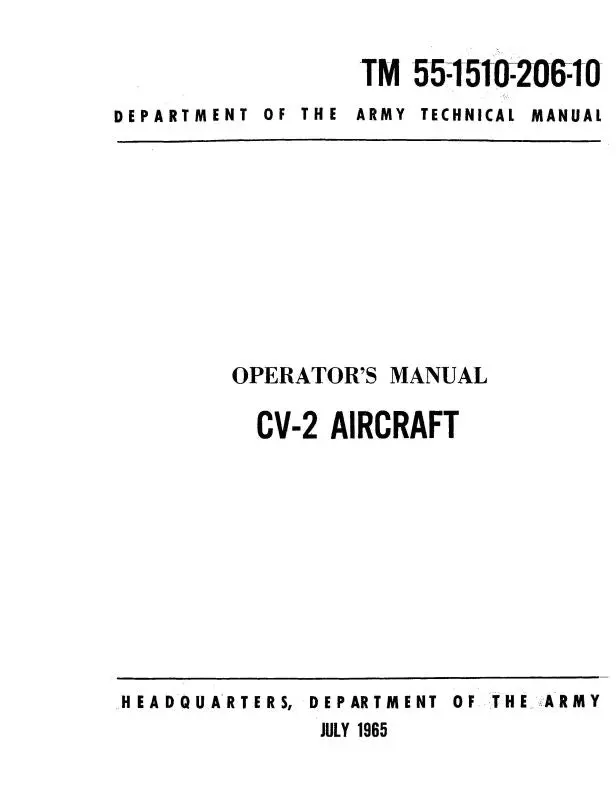 Dehavilland Cv-2 1965 Operator's Manual (55-1510-206-10) 1