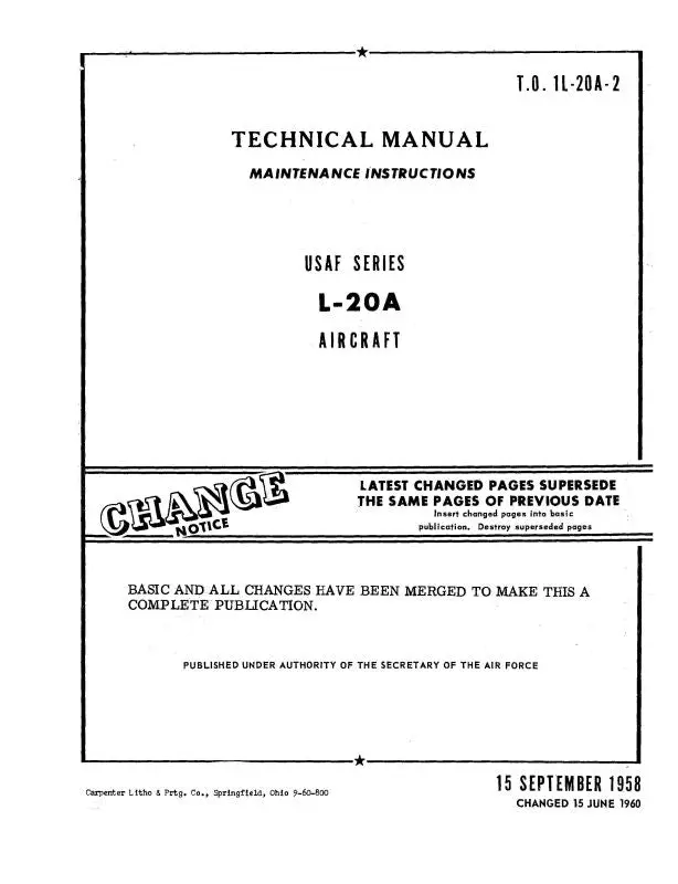 Dehavilland L-20A Beaver 1958 Maintenance Instructions (1L-20A-2) 1
