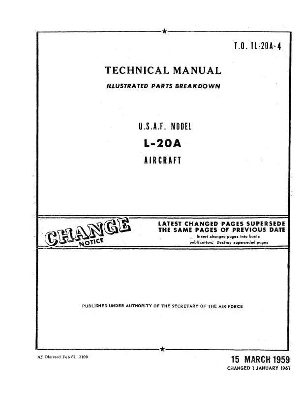 Dehavilland L-20A Beaver 1959 Illustrated Parts Breakdown (1L-20A-4) 1