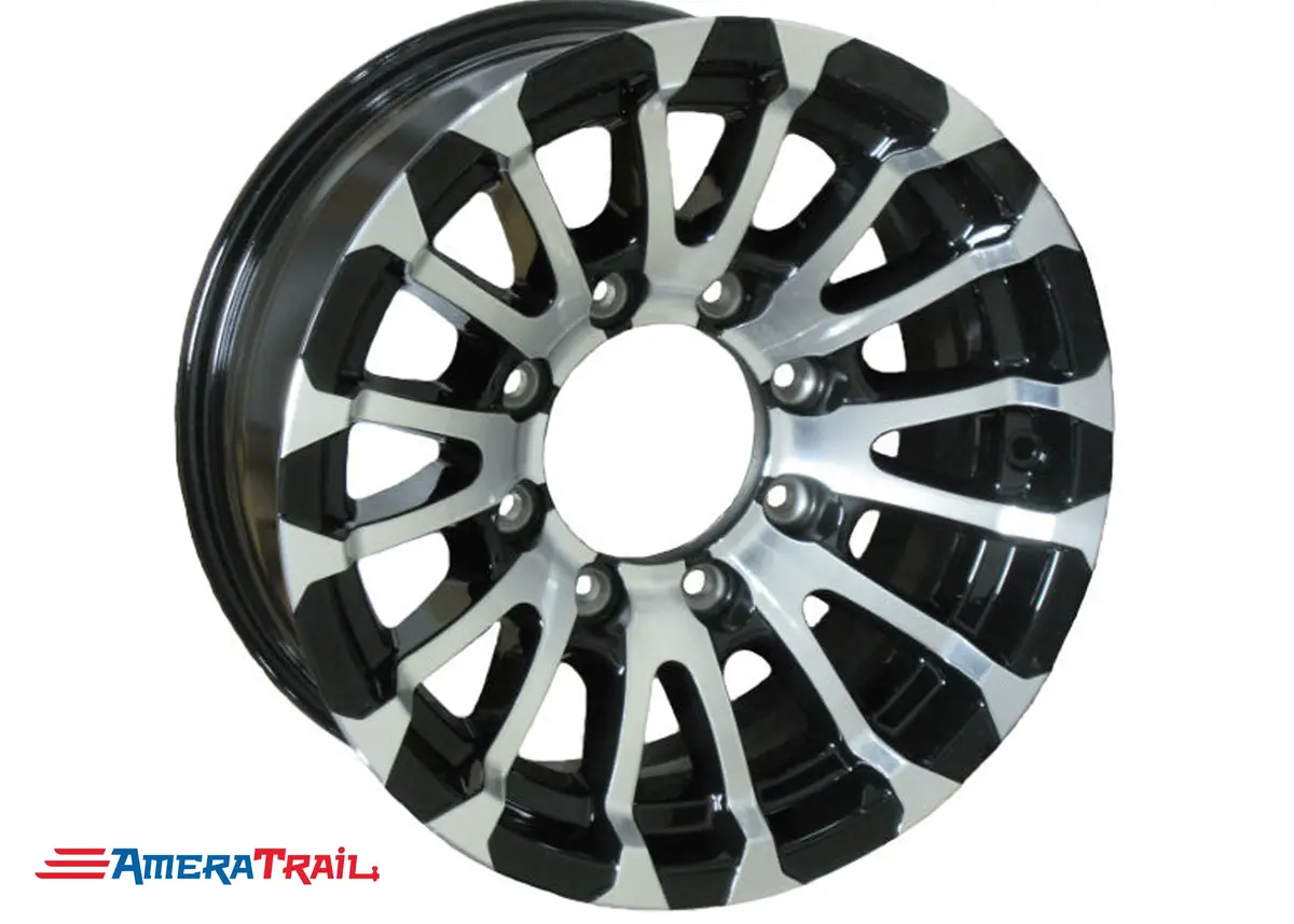 16" 8 Lug Avalanche Black And Silver Trailer Rim - 8 On 6.5" Lug Pattern - 6" Width 1