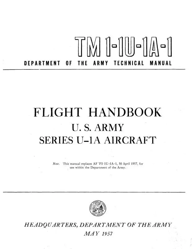 Dehavilland U-1A Army Model 1957 Flight Handbook (1-1U-1A-1) 1
