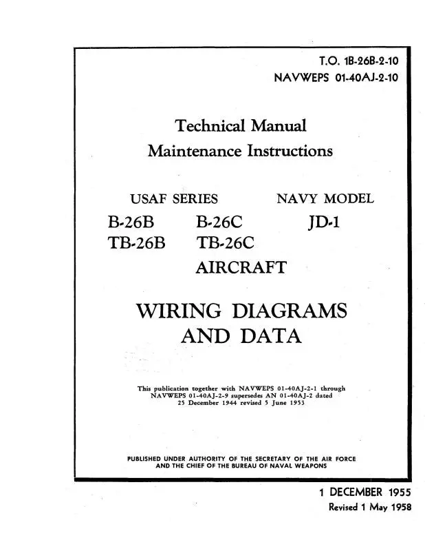 Douglas B-26B,B-26C 1955 Maintenance Instructions Manual (1B-26B-2-10) 1