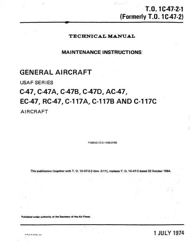 Douglas C-47,A,B,D,Ac-47,C-117,A,B Maintenance Manual (1C-47-2-1-&-1C-) 1