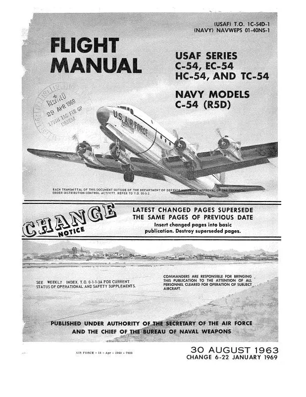 Douglas C-54,Ec-54,Hc-54.Tc-54 1963 Flight Manual (1C-54D-1) 1