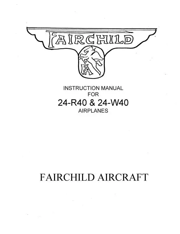 Fairchild 24R-40 & 24-W40 Instruction Manual (Fc24r40-Ins-C) 1