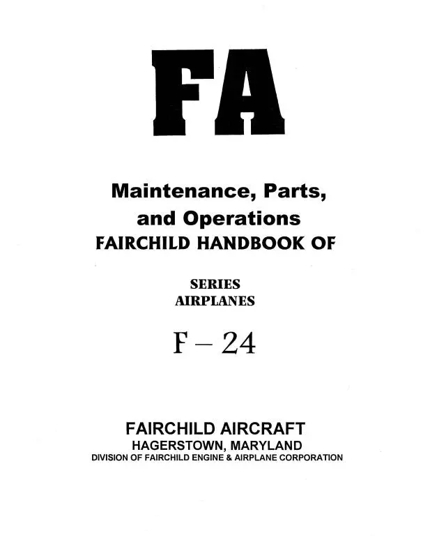 Fairchild 24W46 & 24R46 Handbook Operations, Service, Wiring Diagrams, Good Photos (Fc24w46-Hb-C) 1