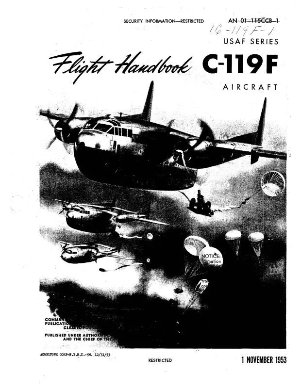 Fairchild C-119F Usaf Series 1953 Flight Handbook (01-115Ccb-1) 1