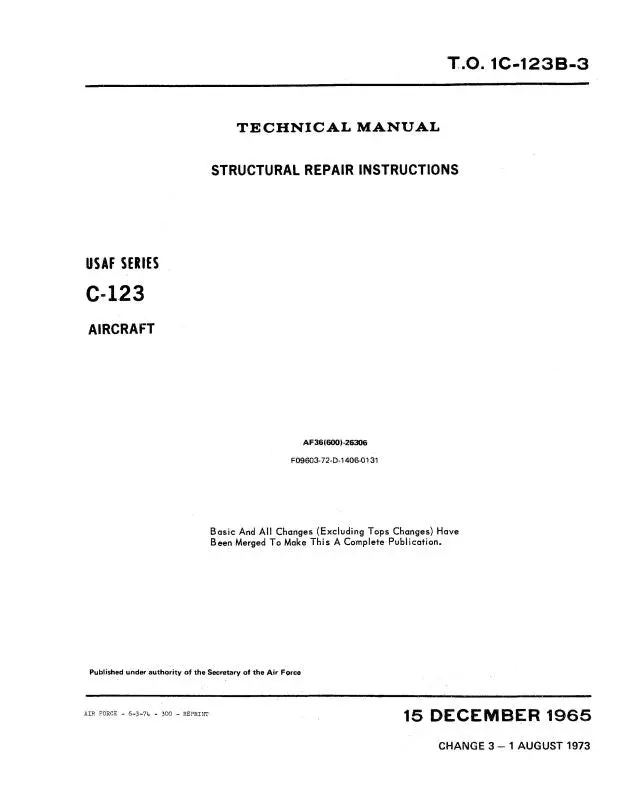 Fairchild C-123 1965 Structural Repair Instructions (1C-123B-3) 1
