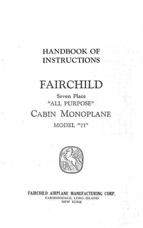 Fairchild Model 71 Instruction Handbook (Fcmod71-Ins-C) 1