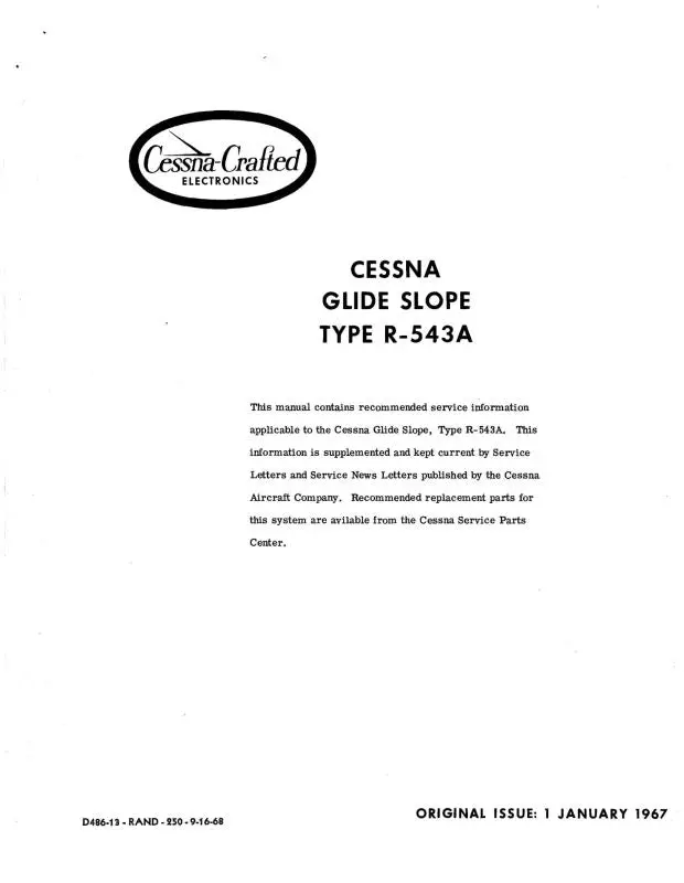 Cessna Glide Scope R-543A Maintenance Manual (D486-13) 1