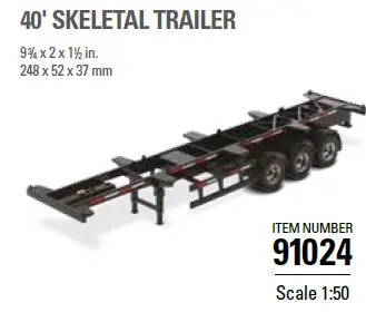 1:50 40Ft Skeleton Trailer, Black, Transport Series, 91024 1