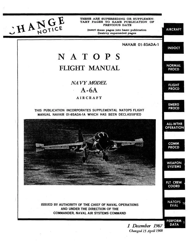 Grumman A-6A Intruder Navy Model 1967 Flight Manual (01-85Ada-1) 1