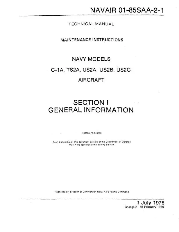 Grumman C-1A,Ts2a,Us2a,Us2b,Us2c 1976 Maintenance Instructions (01-85Saa-2-4) 1