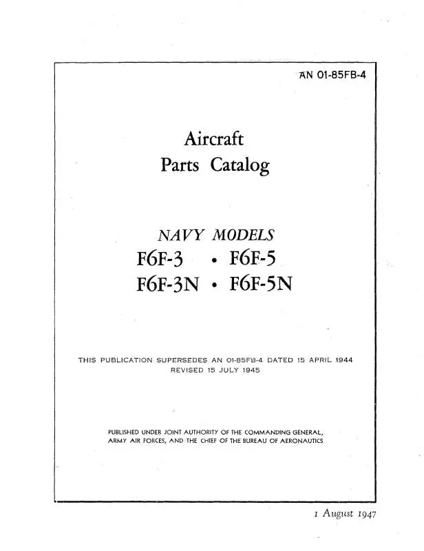Grumman F6f-3,F6f-3N,F6f-5,F6f-5N Parts Catalog (01-85Fb-4) 1