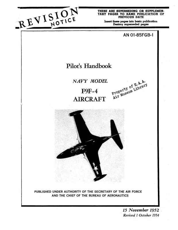 Grumman F9f-4 1952 Pilot's Handbook (01-85Fgb-1) 1