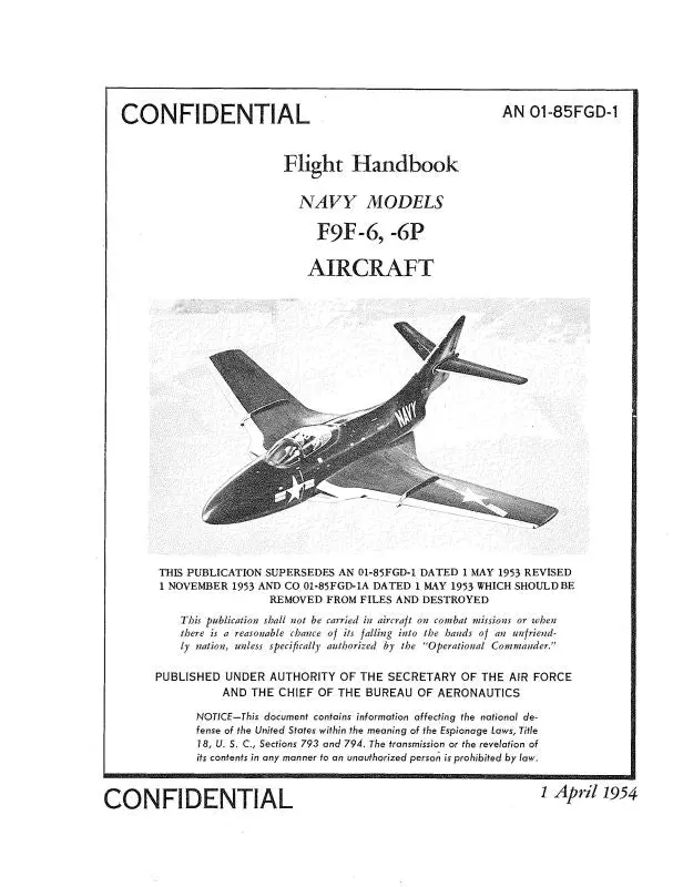 Grumman F9f-6, -6P 1956 Flight Handbook (01-85Fgd-1) 1