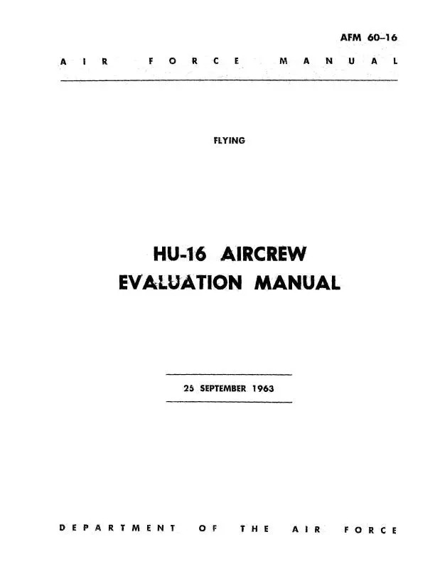 Grumman Hu-16 1963 Aircraft Evaluation Manual (Afm-60-16) 1